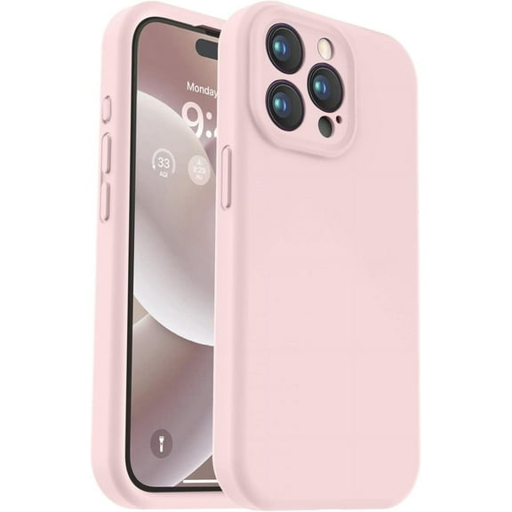 Compatible with iPhone 15 Pro Case, Upgrade Defender Liquid Silicone, [Enhanced Camera Protection] [Soft Anti-Scratch Microfiber Lining] Shockproof Phone Case iPhone 15 Pro 6.1 inch - Chalk Pink