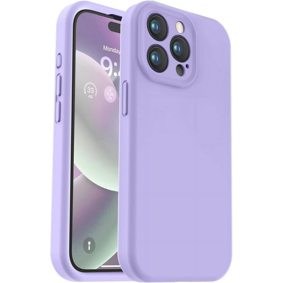 Compatible with iPhone 15 Pro Case, Upgrade Liquid Silicone, [Enhanced Camera Protection] [Soft Anti-Scratch Microfiber Lining] Shockproof Phone Case iPhone 15 Pro 6.1 inch - Light Purple