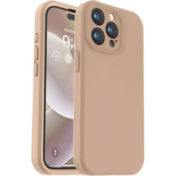 Compatible with iPhone 15 Pro Case, Upgrade Liquid Silicone, [Enhanced Camera Protection] [Soft Anti-Scratch Microfiber Lining] Shockproof Phone Case iPhone 15 Pro 6.1 inch - Light Brown