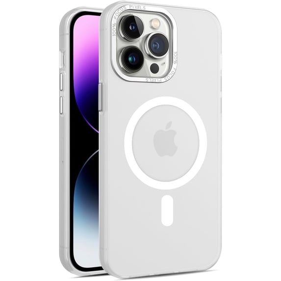 Compatible with iPhone 15 Pro Frosted Case Magnetic Wireless Charging Case for Men Women Slim Soft TPU Cover Fashion Luxury Protection Shockproof Translucent Matte Phone Case, White