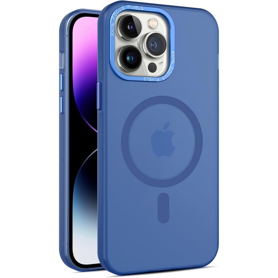 Compatible with iPhone 15 Pro Frosted Case Magnetic Wireless Charging Case for Men Women Slim Soft TPU Cover Fashion Luxury Protection Shockproof Translucent Matte Phone Case, Blue