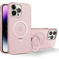 thumbnail image 1 of Compatible with iPhone 15 Pro Frosted Case with Ring Stand 180° Rotatable Magnetic Kickstand Invisible Holder Translucent Fashion Luxury Protection Shockproof Case for Women Girls Man, 1 of 10