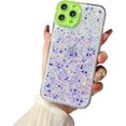 thumbnail image 1 of Compatible with iPhone 15 Pro Luminous Case Glow in The Dark Noctiluncent Fluorescent Glitter Case for Women Girls Rhinestone Bling Diamond Camera Bumper Shockproof Phone Cover, Purple, 1 of 8