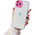 thumbnail image 1 of Compatible with iPhone 15 Pro Luminous Case Glow in The Dark Noctiluncent Fluorescent Glitter Case for Women Girls Rhinestone Bling Diamond Camera Bumper Shockproof Phone Cover, White, 1 of 11