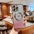 thumbnail image 1 of Compatible with iPhone 15 Pro Magnetic Glitter Bling Case, Luxury Love Heart Pattern Plating Case, Compatible with MagSafe for Women Girls Shockproof Soft Rubber TPU Back Cover, Pink, 1 of 11