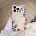 thumbnail image 1 of Compatible with iPhone 15 Pro Magnetic Matte Translucent Case [Luxury Shockproof MagSafe Case] [Cute Flower Pattern Hard Back Matte Cover] iPhone 15 Pro Floral Case for Women Girls, E, 1 of 13