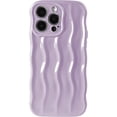 thumbnail image 1 of Compatible with iPhone 15 Pro Max 6.7" Case, Cute Glossy Water Ripple Pattern Phone Case, Curly Wave Frame Design for Women Girls, Soft TPU Slim Shockproof Full-Body Protection Cover Light Purple, 1 of 12