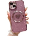 thumbnail image 1 of Compatible with iPhone 15 Pro Max 6.7 Inch Case with Magsafe, Plating Heart Glitter Magnetic Case for Women Girl TPU Camera Protection Back Cover for iPhone 15 Pro Max Dark Blue, 1 of 14