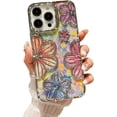 thumbnail image 1 of Compatible with iPhone 15 Pro Max 6.7" Phone Case Plating Bling Colorful Floral 3D Clear Cover Soft TPU Cute Camera Protection Shockproof Back for Women Girls iPhone Case, Silver, 1 of 13
