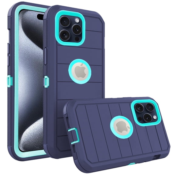 Compatible with iPhone 15 Pro Max 6.7 inch Phone Case Hybrid Rugged Shockproof Hard Protective Drop Proof Full Body Heavy Duty Mobile Cell Cover for i Phone15 15Pro i15 ProMax 15ProMax Women Men Blue
