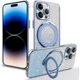 thumbnail image 1 of Compatible with iPhone 15 Pro Max Bling Case with Invisible Ring Holder Kickstand, Compatible with Magsafe, Military Grade Slim Phone Cover Magnetic Case Shockproof Protective Case Cover Blue, 1 of 8