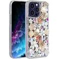 thumbnail image 1 of Compatible with iPhone 15 Pro Max Bling Case Luxury Glitter Rhinestone Diamond Crystal Sparkle Rose Flower Pearl Floral Soft Bumper Protective Case Cover for Women Girls Yellow, 1 of 12