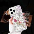 thumbnail image 1 of Compatible with iPhone 15 Pro Max Bling Diamond Case Sparkle 3D Crystal Rhinestone Glitter Case Luxury Cute Butterfly Floral Case Women Girly Soft TPU Bumper Shockproof Phone Cover, Silver, 1 of 6