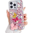 thumbnail image 1 of Compatible with iPhone 15 Pro Max Bling Glitter Case,Luxury Bling Diamond Rhinestone Gemstone 3D Butterfly and Rose Flower Gemstone Soft TPU Back Cover Case for Women Girls with iPhone 15 Pro Max, 1 of 11