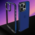 thumbnail image 1 of Compatible with iPhone 15 Pro Max Bumper Case Frame Metal Camera Protection Frame Slim Thin Soft Heat Dissipation Fashion Protection Shockproof Cover for Women Man-Titanium Blue, 1 of 9