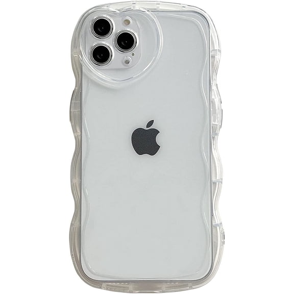 Compatible for iPhone 15 Pro Max Case(2023 6.7"),Cute Clear Love Case, Heart Camera Lens Cover Curly Wave Transparent Durable Protection Shockproof Phone Case for Women Girl Men, Clear