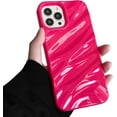 thumbnail image 1 of Compatible iPhone 15 Pro Max Case, 3D Cute Luxurious Curly Water Ripple Pattern, Soft TPU Shockproof Case for Boys and Girls (Rose Red), 1 of 14