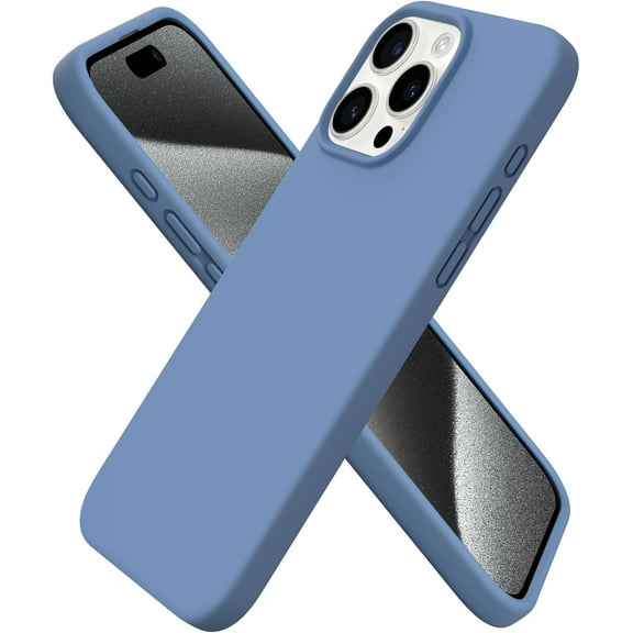 Compatible with iPhone 15 Pro Max Case 6.7", Slim Liquid Silicone 3 Layers Soft Gel Rubber Shockproof Protective Phone Case with Anti-Scratch Microfiber Lining-French Blue