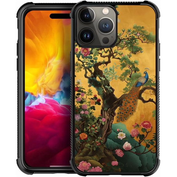 Compatible with iPhone 15 Pro Max Case, Art Peacock in The Tree Case for Case for Men Woman, Anti-Scratch Soft TPU Shockproof Unique Protective Cover Pattern Design