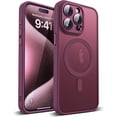 thumbnail image 1 of Compatible with iPhone 15 Pro Max Case with Built-in Camera Lens Protectors Translucent Magnetic 15 Pro Max Phone Case 6.7" [Compatible with Mag-Safe][Great Grip Feeling], Red, 1 of 13