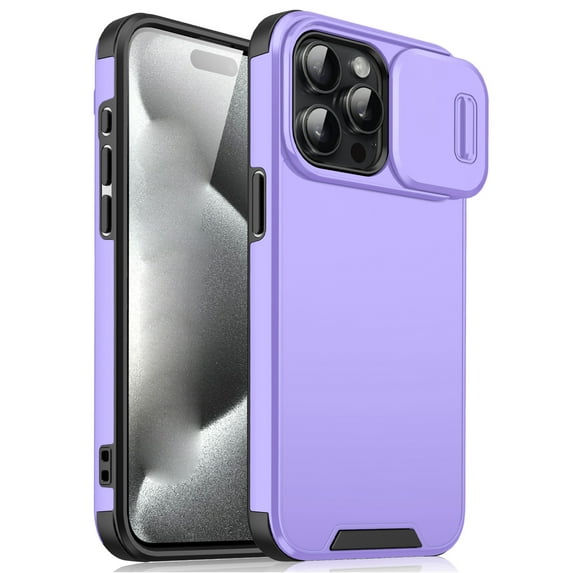 Compatible with iPhone 15 Pro Max Case with Camera Lens Cover , Military Grade Drop Protection, Shockproof Anti-fall Anti-scratch Non-slipping Heavy Duty Protective Phone Case,Purple