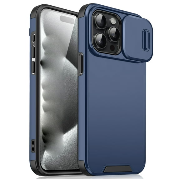 Compatible with iPhone 15 Pro Max Case with Camera Lens Cover , Military Grade Drop Protection, Shockproof Anti-fall Anti-scratch Non-slipping Heavy Duty Protective Phone Case,Blue
