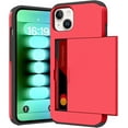 thumbnail image 1 of Compatible with iPhone 15 Pro Max Case with Card Holder 15 Pro Max Wallet Case Anti-Scratch Dual Layer Hidden Pocket Case Shockproof Cover for iPhone 15 Pro Max 6.7 Inch-Red, 1 of 11
