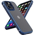thumbnail image 1 of Compatible with iPhone 15 Pro Max Case Clear Carbon Fiber Shockproof Slim Thin Drop Protection Soft Bumper Support Wireless Charging Shockproof Cover Compatible with Women Man Blue, 1 of 11