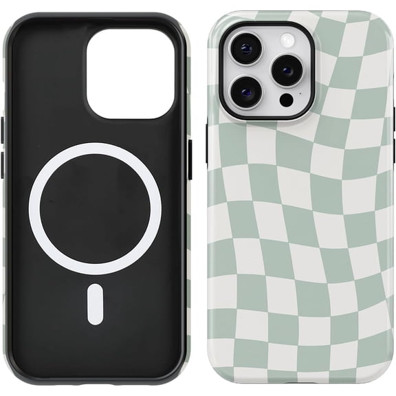 Compatible with iPhone 15 Pro Max Case [Compatible with MagSafe] -Shockproof Protective Slim Soft TPU Cover Phone Case 6.7" (Checkerboard, iPhone 15 Pro Max 6.7")