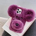 thumbnail image 1 of Compatible with iPhone 15 Pro Max Case Cute Cartoon Dog Plush Fluffy Case Girls 3D Kawaii Design Soft TPU Shockproof Cover Fuzzy Furry Winter Rabbit Hair Warm Case for Women Girls Girly Purple, 1 of 6