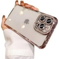thumbnail image 1 of Compatible for iPhone 15 Pro Max Case with Glitter Diamond Camera Len Protector,Bling Clear Crystal Cute Phone Case Shockproof Sparkly for iPhone 15 Pro Max 6.7''-Pink, 1 of 9
