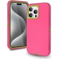thumbnail image 1 of Compatible with iPhone 15 Pro Max Case, Heavy Duty Defender 3-Layer Rugged Shockproof Drop Protective Cover, Strong Durable Phone Cases for iPhone 15 Pro Max 6.7 Inch Display (Rose/Lime), 1 of 14