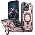 thumbnail image 1 of Compatible with iPhone 15 Pro Max Case, Hybrid Slim Phone Cases Fit for iPhone 15 Pro Max, Compatible with MagSafe Magnetic Ring Kickstand Stand Rugged Case, Shockproof Protective, Rosegold, 1 of 6