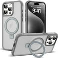 thumbnail image 1 of Compatible with iPhone 15 Pro Max Case with Invisible  O-Ring Stand -Grade Translucent Case for iPhone 15 ProMax 6.7" [Compatible with MagSafe][Great Grip Feeling],Titanium Grey, 1 of 18