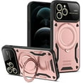thumbnail image 1 of Compatible with iPhone 15 Pro Max Case with Invisible Ring Stand Full Camera Lens Protection Magnetic Ring Kickstand Heavy Duty Case Protective Shockproof Cover Rosegold, 1 of 8