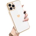 thumbnail image 1 of Compatible with iPhone 15 Pro Max Case Love Heart Plating Electroplate Luxury Elegant Case Camera Protector Soft TPU Screen Protector Shockproof Corner Back Cover -White, 1 of 6