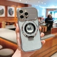thumbnail image 1 of Compatible with iPhone 15 Pro Max Case, Luxury Glitter Plating Magsafe Ring Kickstand Case Compatible with MagSafe for Women Girls Shockproof Protective Back Cover with Lens Protector - Silver, 1 of 9
