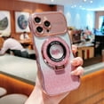 thumbnail image 1 of Compatible for iPhone 15 Pro Max Case with Luxury Glitter Plating Sparkly Design Women Teen Girls Phone Cases[Kickstand][Wireless Charging] Shiny Bling Camera Protective Cover,Rosegold, 1 of 1