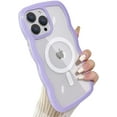 thumbnail image 1 of Compatible for iPhone 15 Pro Max Case Magsafe, Wave Phone Case Cute Water Ripple Candy Colors Frame Shockproof for iPhone 15 Pro Max Phone Case for Women 6.7 Inch - Purple, 1 of 9