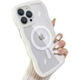 thumbnail image 1 of Compatible for iPhone 15 Pro Max Case Magsafe, Wave Phone Case Cute Water Ripple Candy Colors Frame Shockproof for iPhone 15 Pro Max Phone Case for Women 6.7 Inch - White, 1 of 9