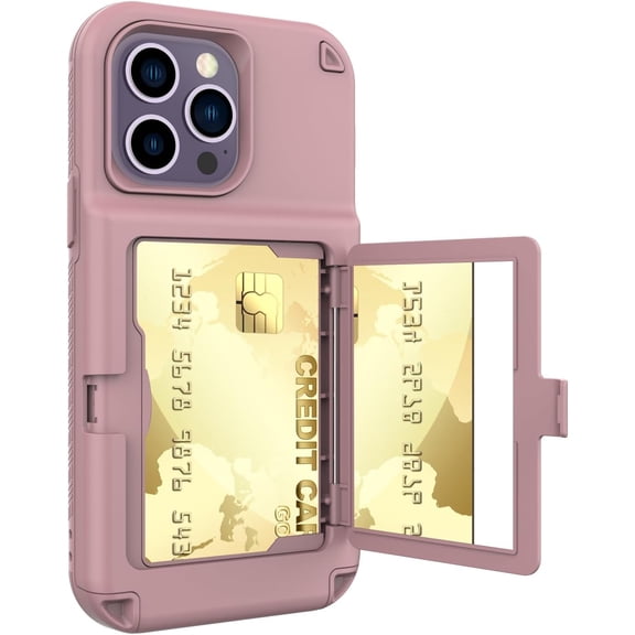 Compatible with iPhone 15 Pro Max Case Mirror Case with Card Holder, Cute Luxury Fashion Makeup Mirror Back Cover Wallet Case Soft Silicone Rubber Bumper Slim Ultra Thin Protection Phone Case