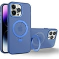 thumbnail image 1 of Compatible with iPhone 15 Pro Max Case with Ring Stand 180° Rotatable Magnetic Kickstand Invisible Holder Frosted Translucent Fashion Luxury Protection Shockproof Case for Women Girls Man, 1 of 10