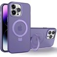 thumbnail image 1 of Compatible with iPhone 15 Pro Max Case with Ring Stand 180° Rotatable Magnetic Kickstand Invisible Holder Frosted Translucent Fashion Luxury Protection Shockproof Case for Women Girls Man, 1 of 10
