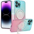 thumbnail image 1 of Compatible with iPhone 15 Pro Max Case with Ring Stand, Compatible with MagSafe, Luxury Clear Bumper Gradient Cover Built-in Invisible Stand Military Grade Shockproof Phone Cover Case, 1 of 10