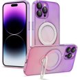 thumbnail image 1 of Compatible with iPhone 15 Pro Max Case with Ring Stand, Compatible with MagSafe, Luxury Clear Bumper Gradient Cover Built-in Invisible Stand Military Grade Shockproof Phone Cover Case, 1 of 9