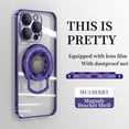 thumbnail image 1 of Compatible with iPhone 15 Pro Max Case with Rotating Magnetic Ring Stand, [Compatible with MagSafe] [Full Camera Lens Protector] Plating Clear Slim Phone Case for iPhone 15 Pro Max, Darkpurple, 1 of 7