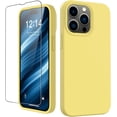 thumbnail image 1 of Compatible with iPhone 15 Pro Max Case with Screen Protector,Upgraded Liquid Silky Soft Silicone Cover,Fashionably  for Men Women Girls,Protective Phone Case 6.7",Yellow, 1 of 12