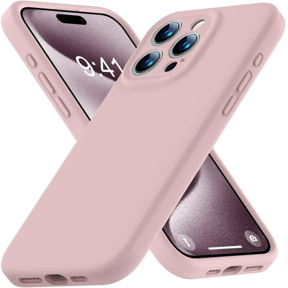 Compatible with iPhone 15 Pro Max Case, Silicone Upgraded [Camera Protection] [Soft Microfiber Lining] Full Covered Slim Gel Rubber Case iPhone 15 ProMax 6.7 inch - Pink Sand