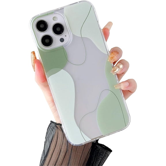Compatible with iPhone 15 Pro Max Case, Soft Shaped Art Design with Built-in Bumper Protective Phone Case, Cute Slim TPU Cover Designed for iPhone 15 Pro Max Case,Green