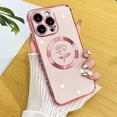 thumbnail image 1 of Compatible with iPhone 15 Pro Max Case [Support Compatible with Magsafe] Fairy Rose Pattern Magnetic Plating Electroplate Luxury Elegant Camera Protection Soft TPU Shockproof Cover -Pink, 1 of 12
